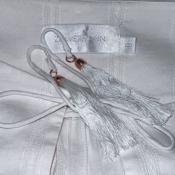 Zimmerman White Cotton Long Sleeve Belted Maxi Zim Sz 0/ Small/ US 4 - Picture 9 of 13